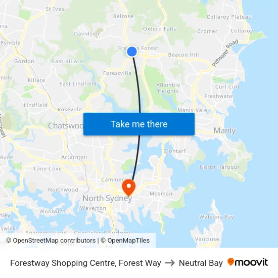 Forestway Shopping Centre, Forest Way to Neutral Bay map