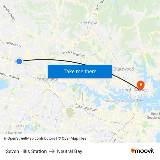 Seven Hills Station to Neutral Bay map