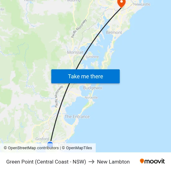 Green Point (Central Coast - NSW) to New Lambton map