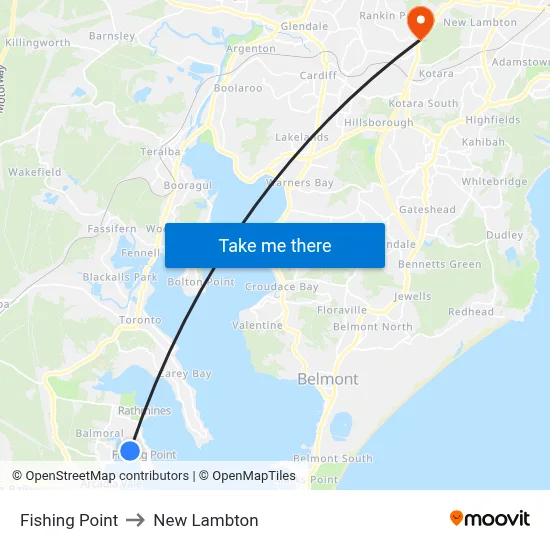 Fishing Point to New Lambton map