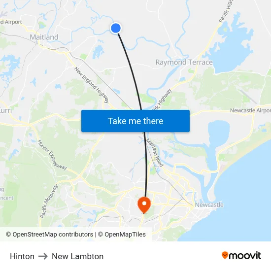 Hinton to New Lambton map
