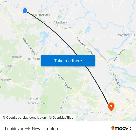 Lochinvar to New Lambton map