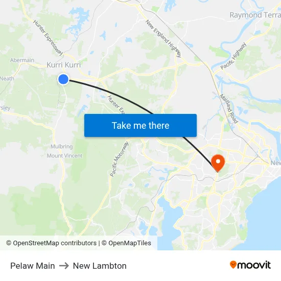 Pelaw Main to New Lambton map