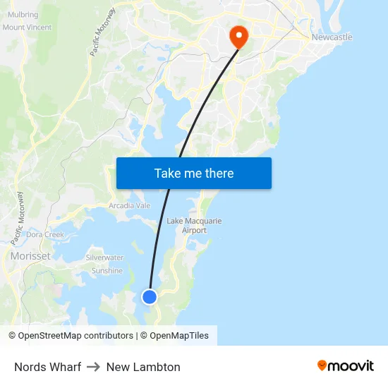 Nords Wharf to New Lambton map