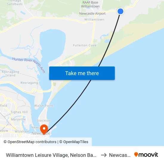 Williamtown Leisure Village, Nelson Bay Rd to Newcastle map