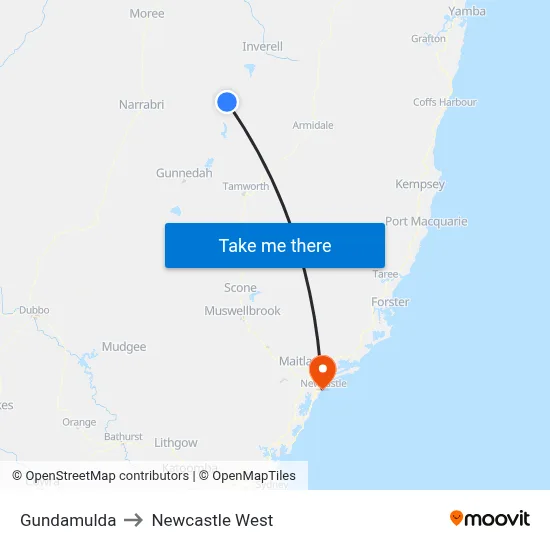 Gundamulda to Newcastle West map