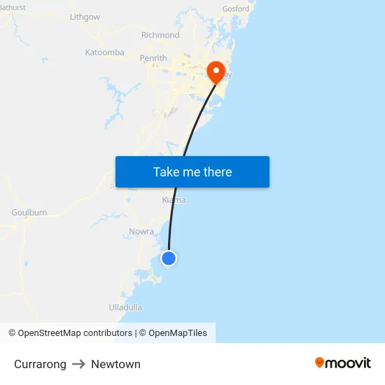 Currarong to Newtown map