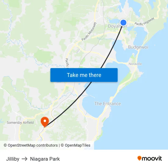 Jilliby to Niagara Park map