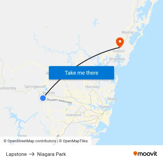Lapstone to Niagara Park map