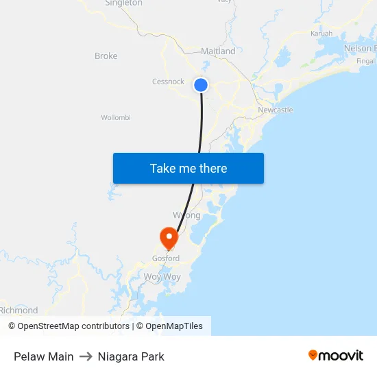 Pelaw Main to Niagara Park map