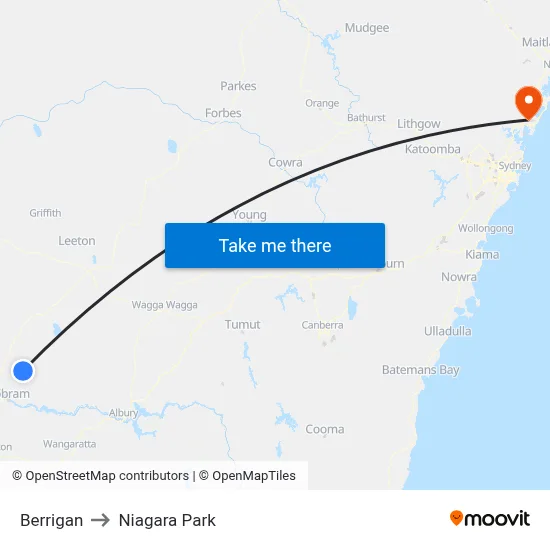 Berrigan to Niagara Park map