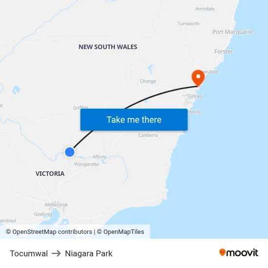 Tocumwal to Niagara Park map