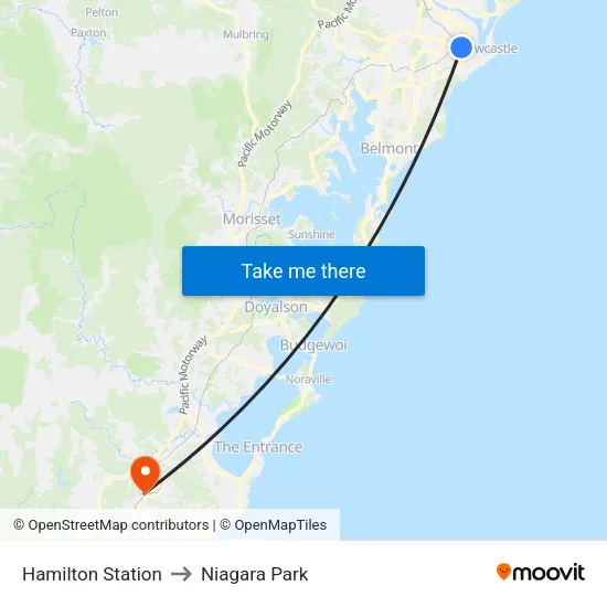 Hamilton Station to Niagara Park map