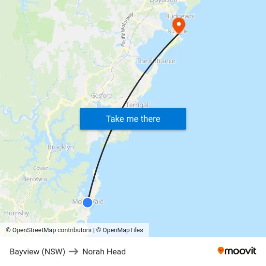 Bayview (NSW) to Norah Head map