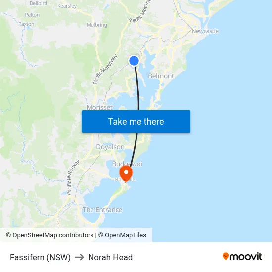 Fassifern (NSW) to Norah Head map