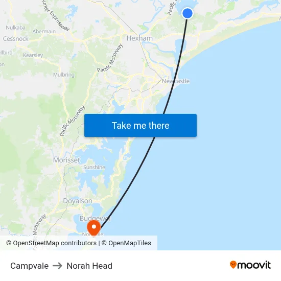 Campvale to Norah Head map
