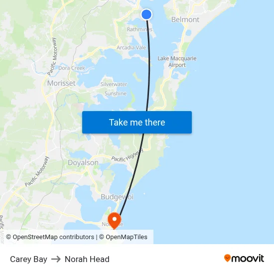 Carey Bay to Norah Head map
