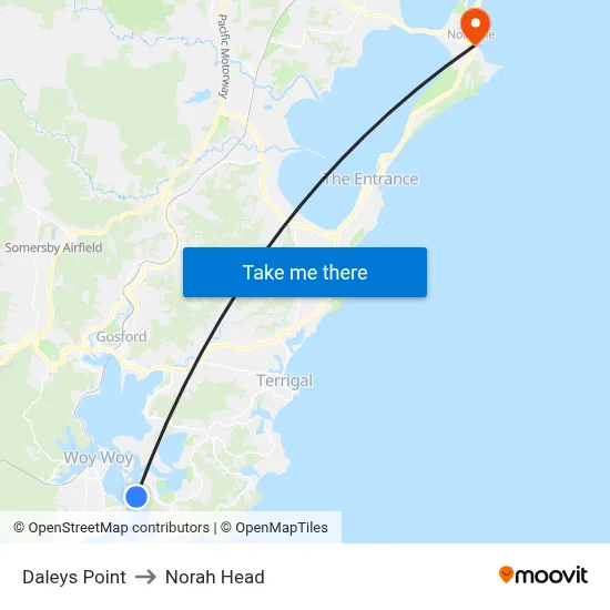 Daleys Point to Norah Head map