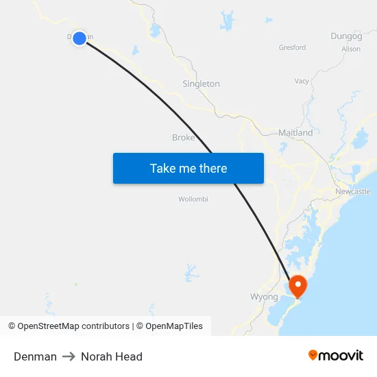 Denman to Norah Head map