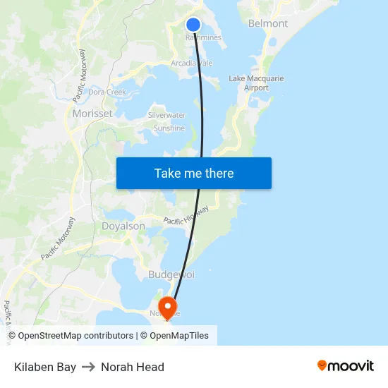 Kilaben Bay to Norah Head map