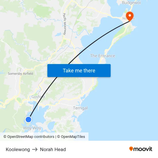 Koolewong to Norah Head map