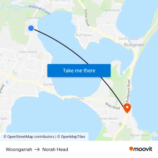 Woongarrah to Norah Head map
