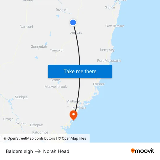 Baldersleigh to Norah Head map