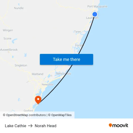 Lake Cathie to Norah Head map
