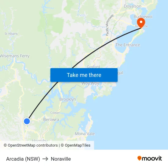 Arcadia (NSW) to Noraville map