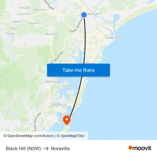 Black Hill (NSW) to Noraville map