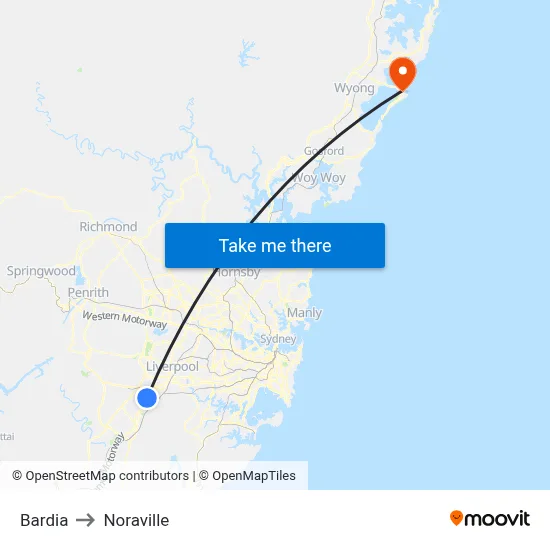 Bardia to Noraville map