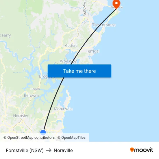 Forestville (NSW) to Noraville map