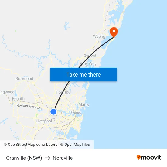 Granville (NSW) to Noraville map