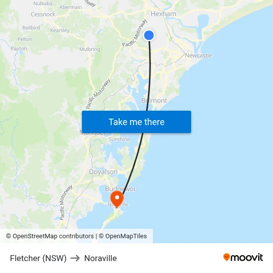 Fletcher (NSW) to Noraville map