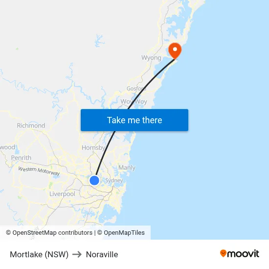 Mortlake (NSW) to Noraville map