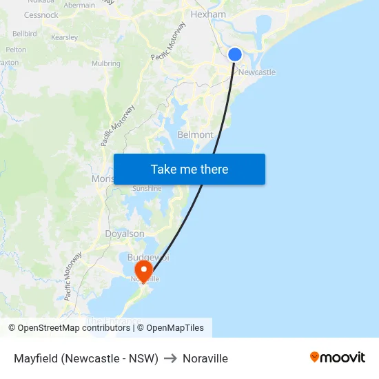 Mayfield (Newcastle - NSW) to Noraville map