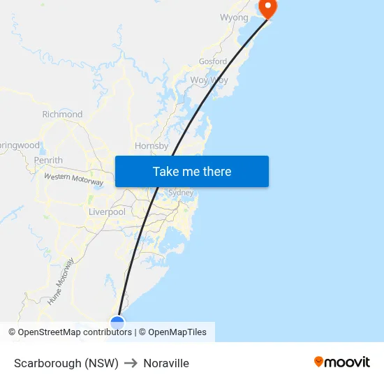 Scarborough (NSW) to Noraville map
