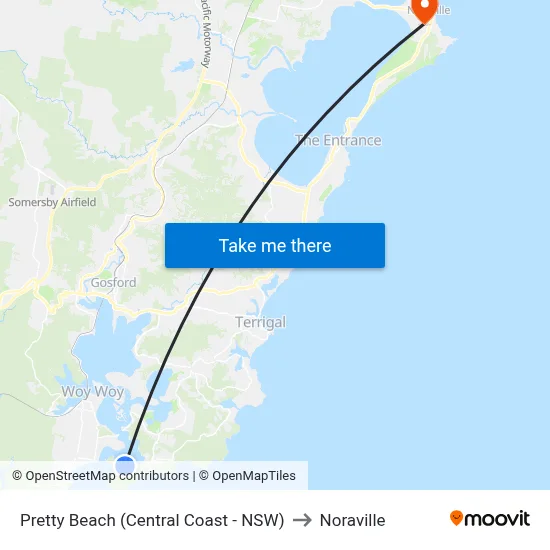 Pretty Beach (Central Coast - NSW) to Noraville map