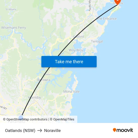 Oatlands (NSW) to Noraville map