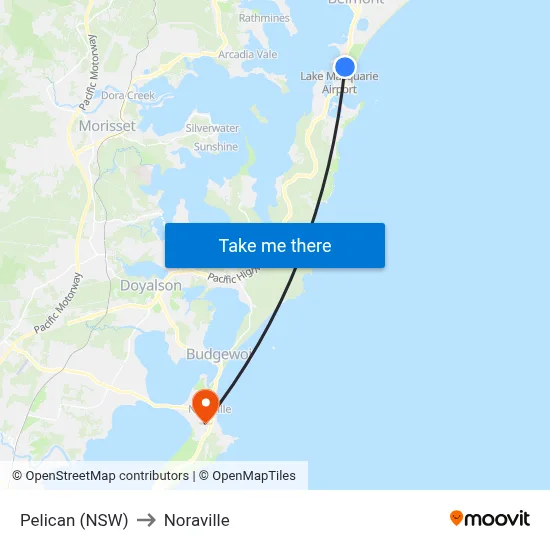 Pelican (NSW) to Noraville map