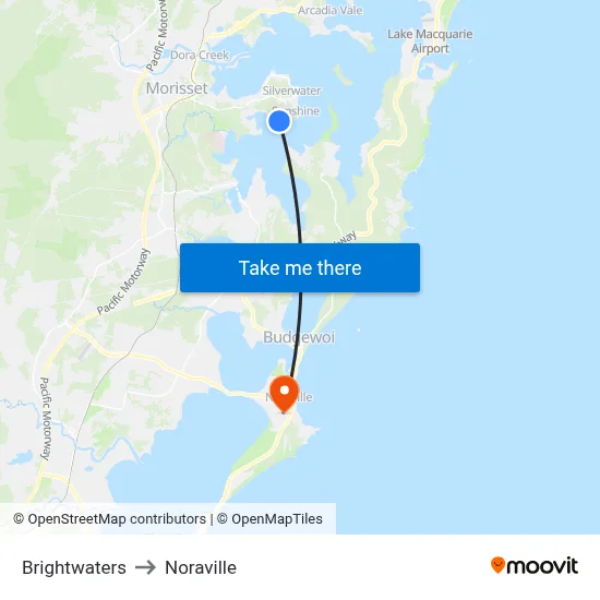 Brightwaters to Noraville map
