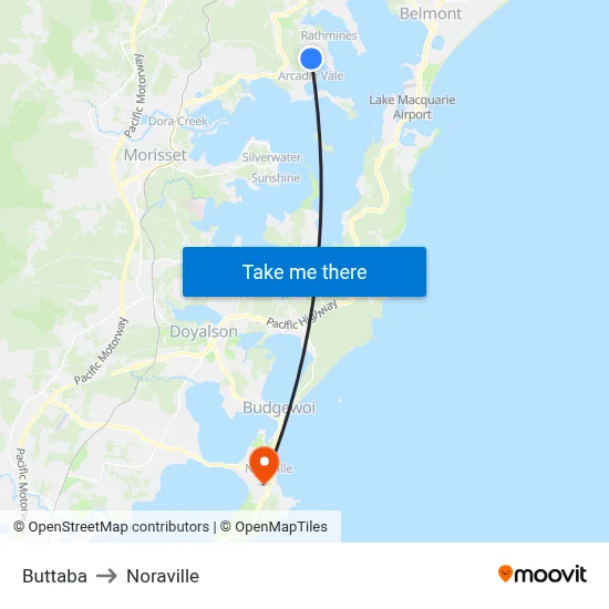 Buttaba to Noraville map