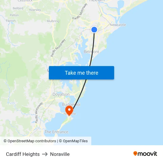 Cardiff Heights to Noraville map