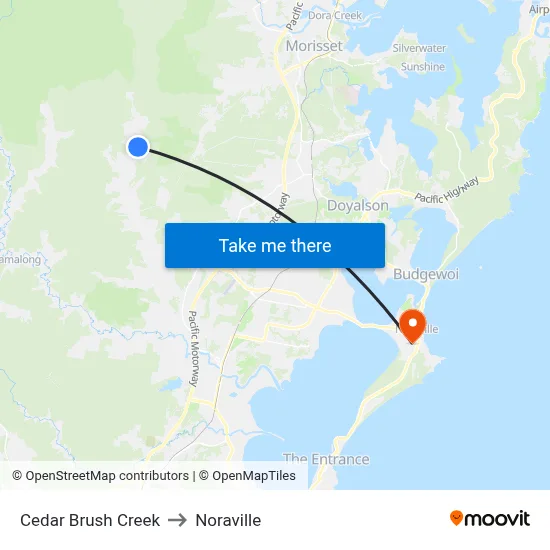 Cedar Brush Creek to Noraville map