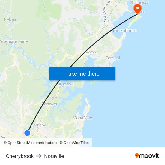Cherrybrook to Noraville map