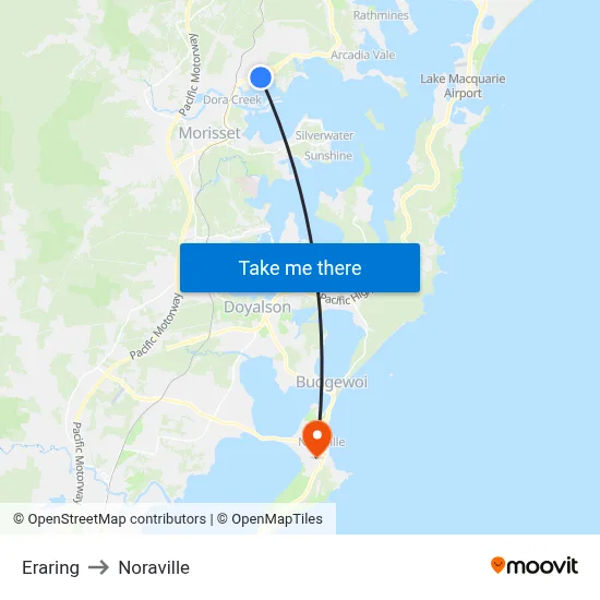 Eraring to Noraville map