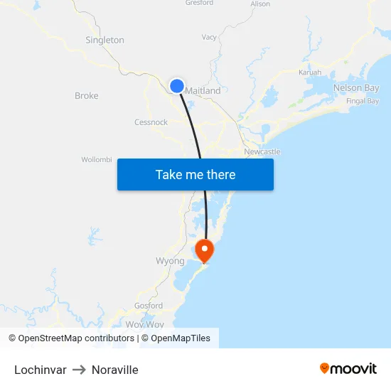Lochinvar to Noraville map