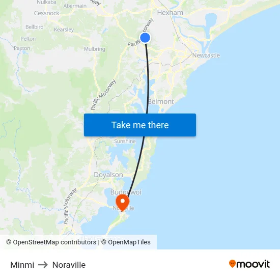 Minmi to Noraville map