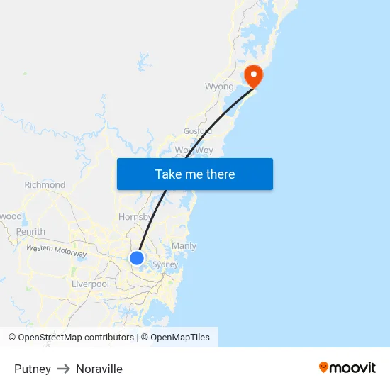 Putney to Noraville map