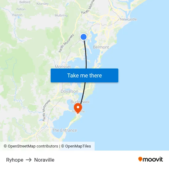 Ryhope to Noraville map